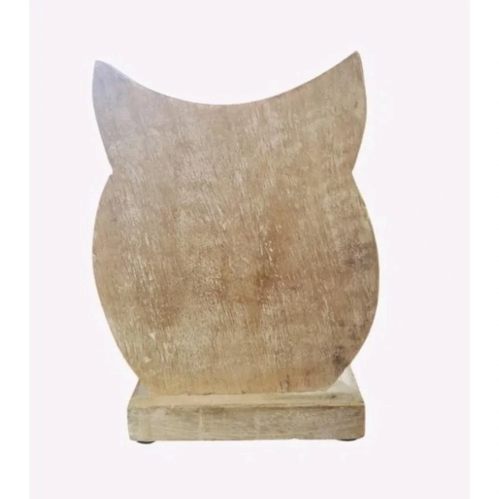White Washed Wooden Owl Figurine 7